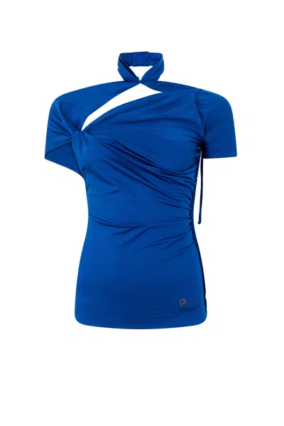 Coperni Asymmetrical Mini Top In Blue