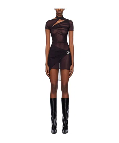 Coperni Asymmetrical Pendant Dress In Black