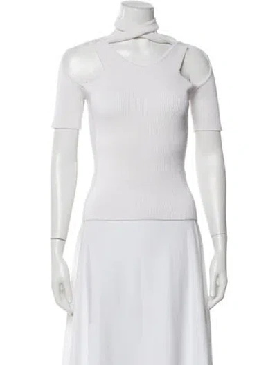 Pre-owned Coperni Asymmetrical Short Sleeve Top In White