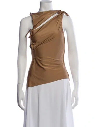 Pre-owned Coperni Asymmetrical Sleeveless Top In Brown