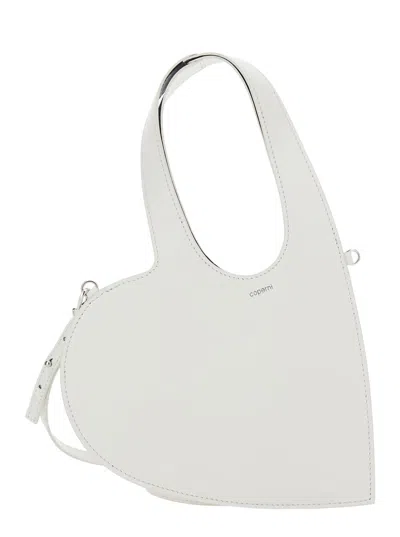 Coperni Baby Heart White Heart Shaped Crossbody Bag With Adjustable And Removable Shoulder Strap In Leather 
