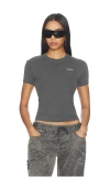Coperni Logo-print Cropped T-shirt In Gray