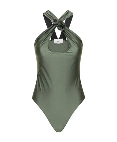 Coperni Backless Jersey One-piece Body In Green