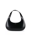 Coperni Crescent-shaped Calfskin Shoulder Bag With Embossed Logo In Black