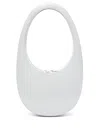 Coperni Oval-shape White Vitello Shoulder Bag With Zipper Closure In Grey