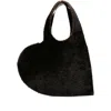 Coperni Heart-shaped Shoulder Bag In Plush Faux Fur In Black