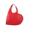 Coperni Heart-shaped Red Leather Tote With Silver Logo Print In Red