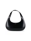 Coperni Crescent-shaped Calfskin Shoulder Bag With Embossed Logo In Black