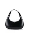 Coperni Crescent-shaped Calfskin Shoulder Bag With Embossed Logo In Black
