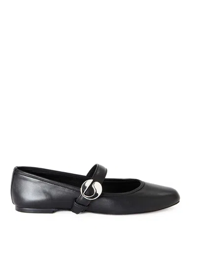 Coperni Mary Jane Belt Black Leather Ballerina Flats