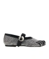 Coperni 'colette' Multicolor Ballet Flats With Five-toe Design And All-over Applied Crystals In Tech Fabric In Black