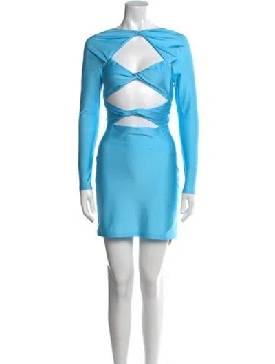 Pre-owned Coperni Bateau Neckline Mini Dress In Blue