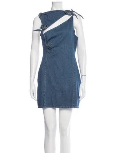 Pre-owned Coperni Bateau Neckline Mini Dress In Blue