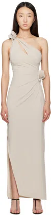 Coperni Asymmetrical Beige One-shoulder Midi Dress In Neutral