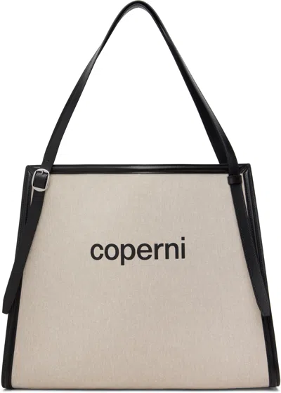 Coperni Beige Branded Canvas Belt Tote In Neutral