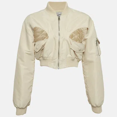 Pre-owned Coperni Beige Synthetic Cut Out Detail Crop Jacket M In Sand