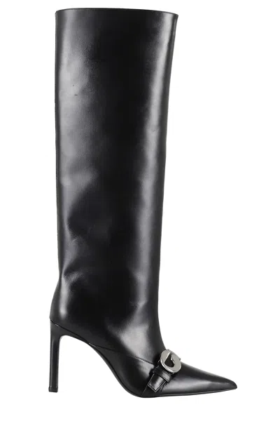 Coperni Mid-calf Leather Belt Boot In Animal Print