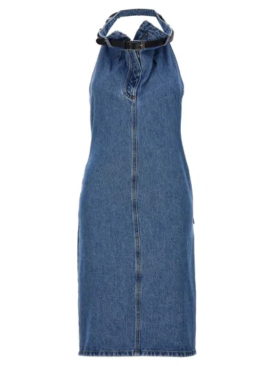 Coperni Belt Halter Neck Dress In Blue