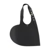 Coperni Heart-shaped Black Calf Leather Tote With Adjustable Handle In Black