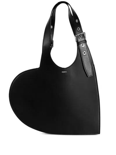 Coperni Asymmetrical Heart-shaped Shoulder Bag In Black