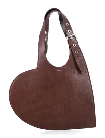 Coperni Heart Shaped Tote Bag With Adjustable Strap In Burgundy