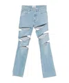 Coperni Light Blue Jeans With Cut-out Spiral Design And Logo Patch On The Rear In Denim Woman In Blue