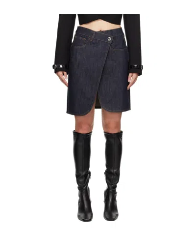 Coperni Blue Wraparound Denim Miniskirt In Black