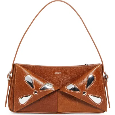 Coperni Belt Petal Leather Baguette Bag In Brown