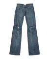 Coperni Flared Denim Trousers With Cut-out Detail In Blue