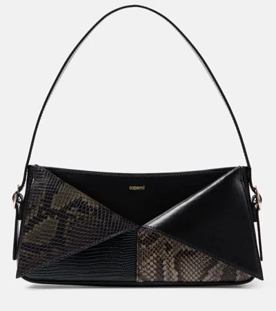 Coperni Belt Snake-effect Leather Shoulder Bag In Black
