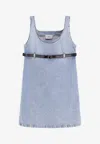 Coperni Belted Denim Mini Dress In Blue