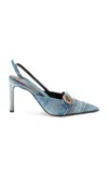 Coperni Belted Denim Slingback Pumps In Medium Wash