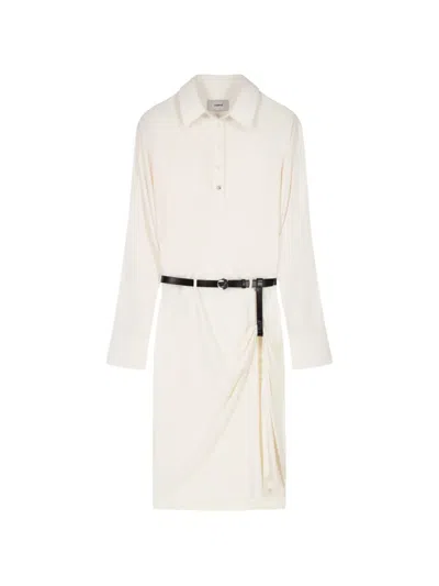 Coperni Belted Draped Dress In White
