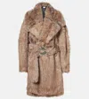 Coperni Faux-fur Belted Coat In Brown