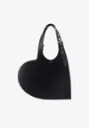 Coperni Belted Heart Leather Shoulder Bag In Black
