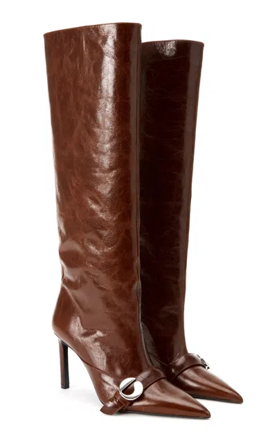 Coperni Belted Leather Boots In Brown