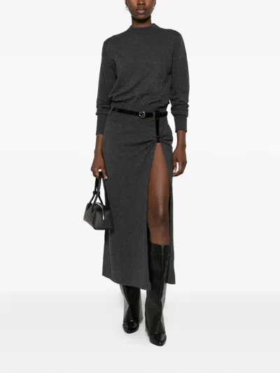 Coperni Belted Side-slit Midi Dress In Black