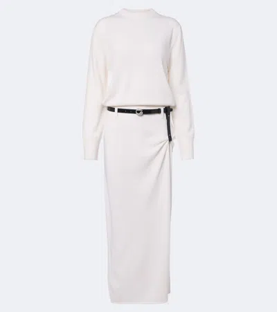 Coperni Belted Wool And Cashmere Sweater Dress In White