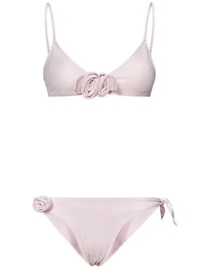 Coperni Bikini With Bralette Top And Floral Accents In Pink