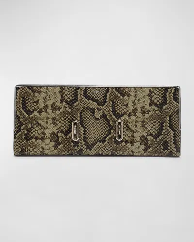 Coperni Binder Python-print Leather Clutch Bag In Green