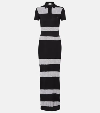 Coperni Striped Shee-paneled Maxi Dress In Black