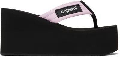COPERNI BLACK & PINK BRANDED WEDGE SANDALS