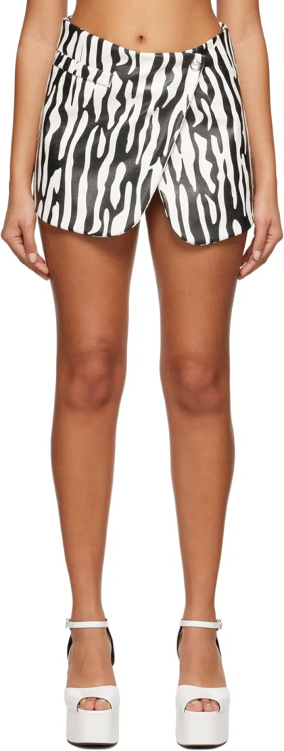 Coperni Black & White Zebra Faux-leather Miniskirt In Black White