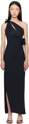 Coperni Flower Gown With Asymmetric Petal Knots In Black