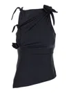 Coperni Black Asymmetric Sleeveless Top With Floral Detail And Cut-out On The Front In Black