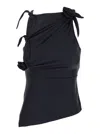 Coperni Black Asymmetric Sleeveless Top With Floral Detail And Cut-out On The Front In Black