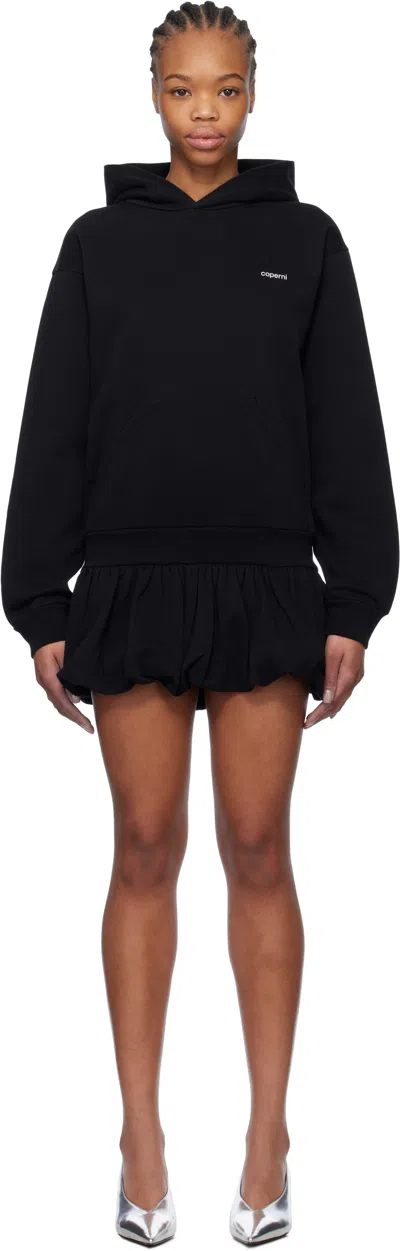 COPERNI BLACK BASQUE LOGO HOODIE MINIDRESS