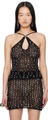 Coperni Black Beaded Knitted Tank Top In Black