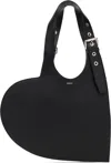 Coperni Heart-shaped Black Calf Leather Tote With Adjustable Handle In Black