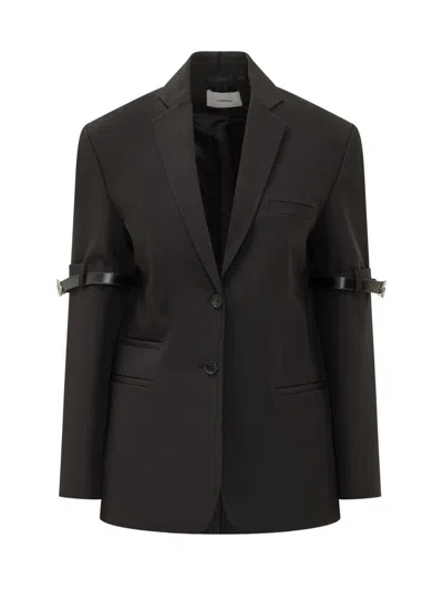 COPERNI COPERNI BLACK BLANKET BLAZER WITH STRAP DETAIL